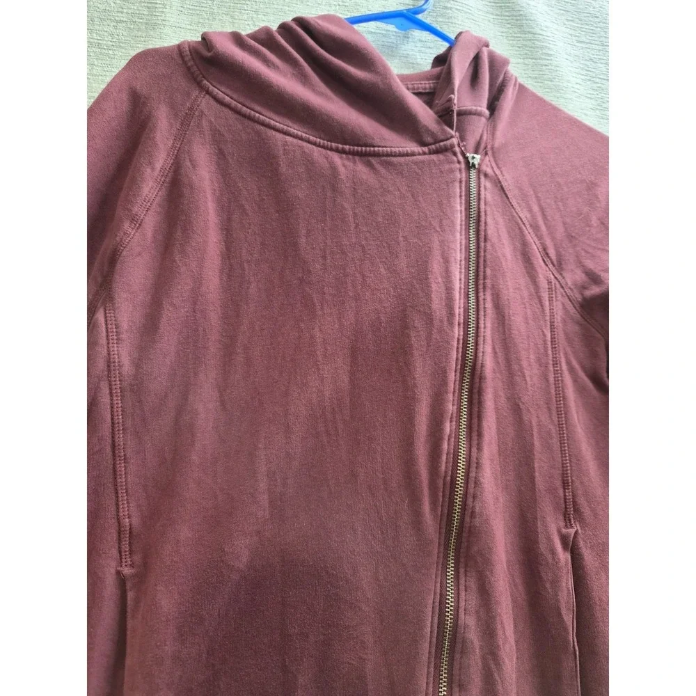 Nike Hoodie Womens Large Maroon Logo Cotton Fleece Lined Asymmetric Full Zip